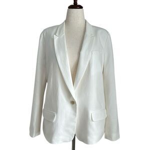 Ann Taylor Loft White Lyocell/Cotton Blend Blazer Size L